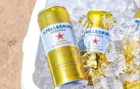 Canned Pelligrino in ice chest
